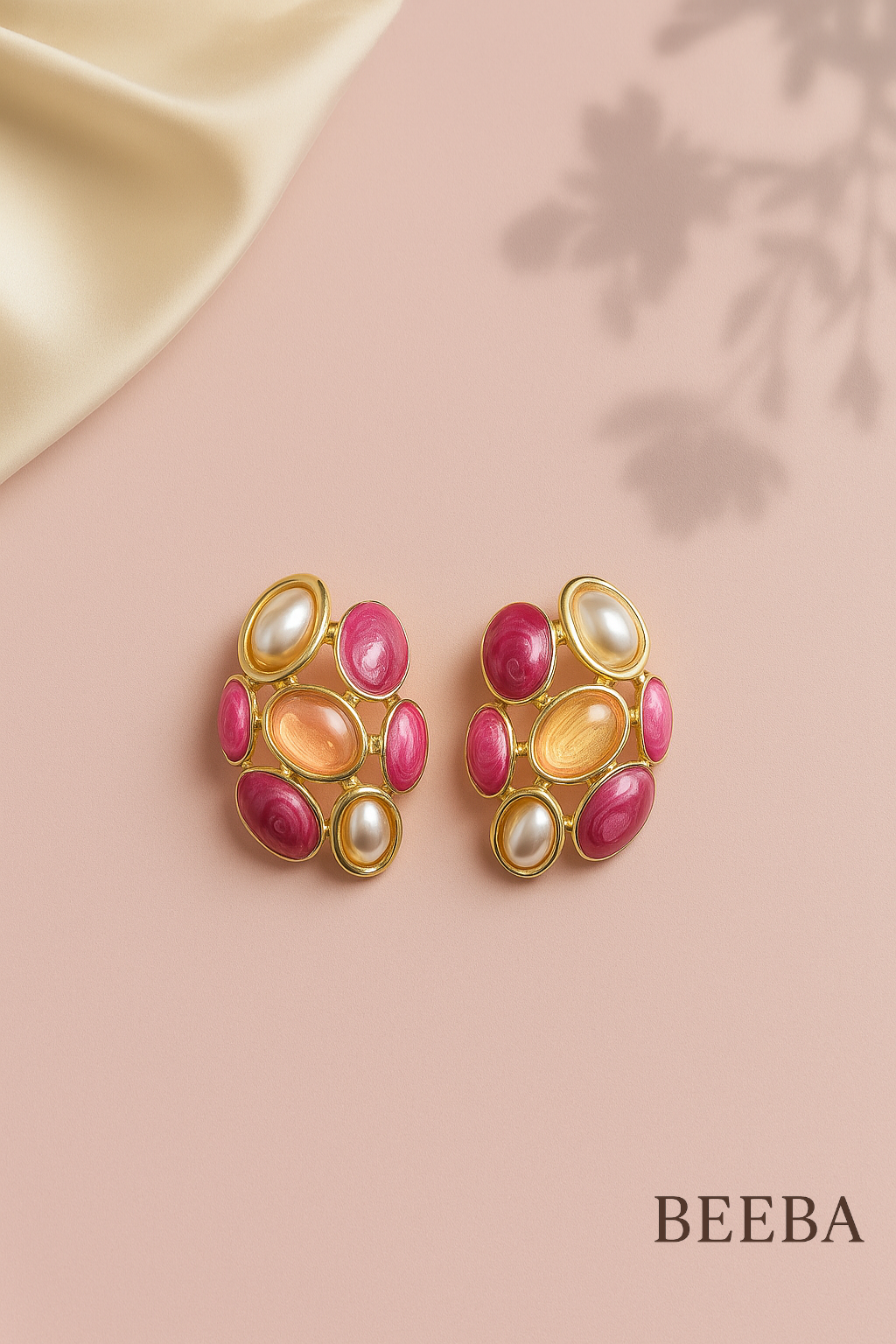 Bloome royal pink cluster earrings