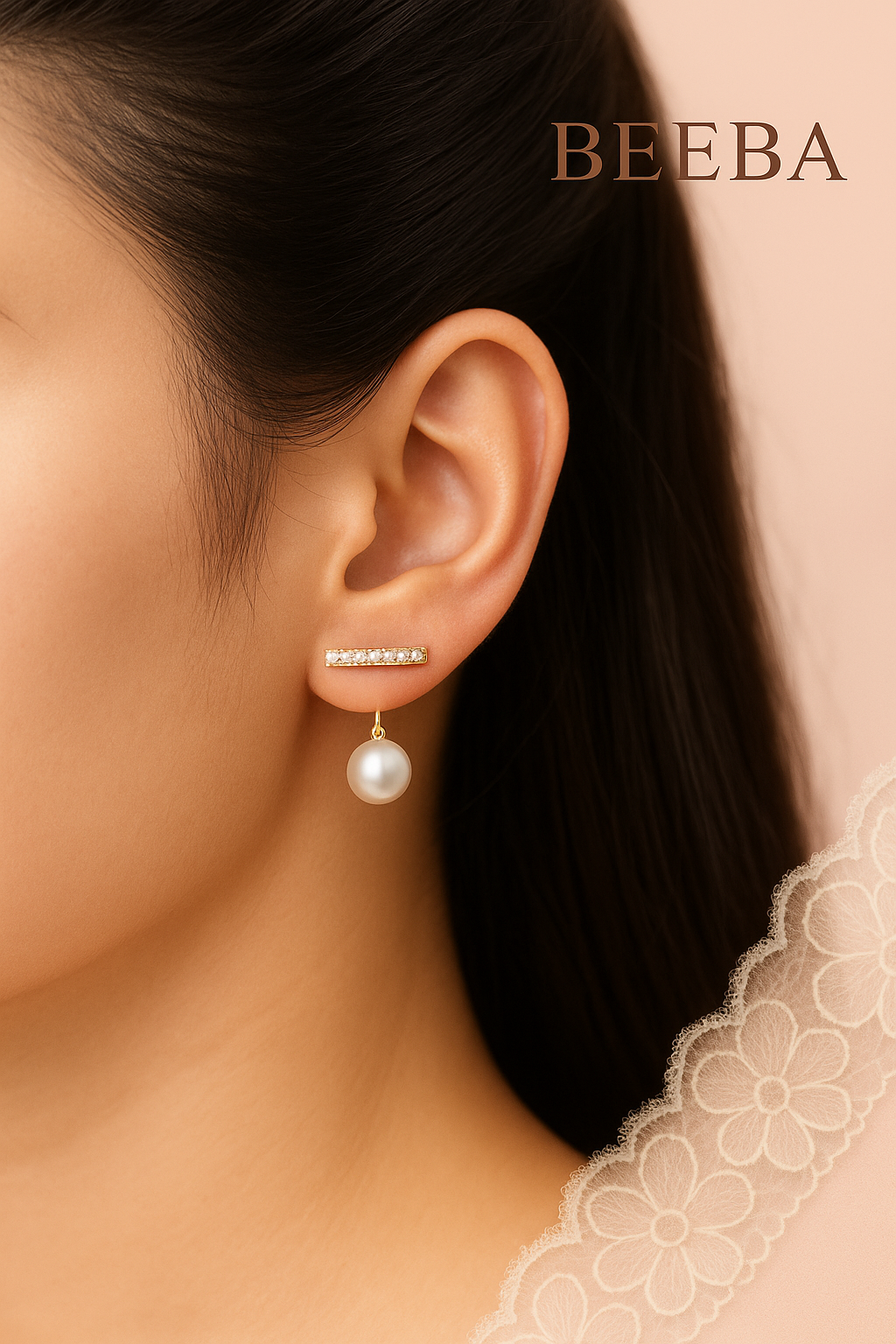 Pearl Drop Stud Earrings