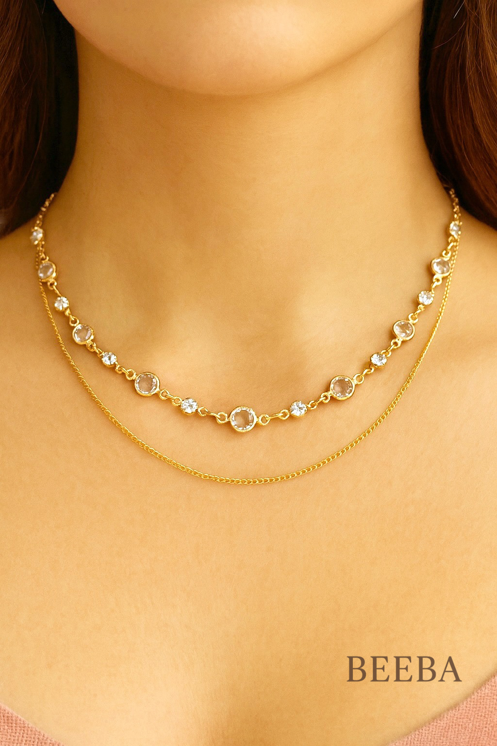 Gold crystal chain