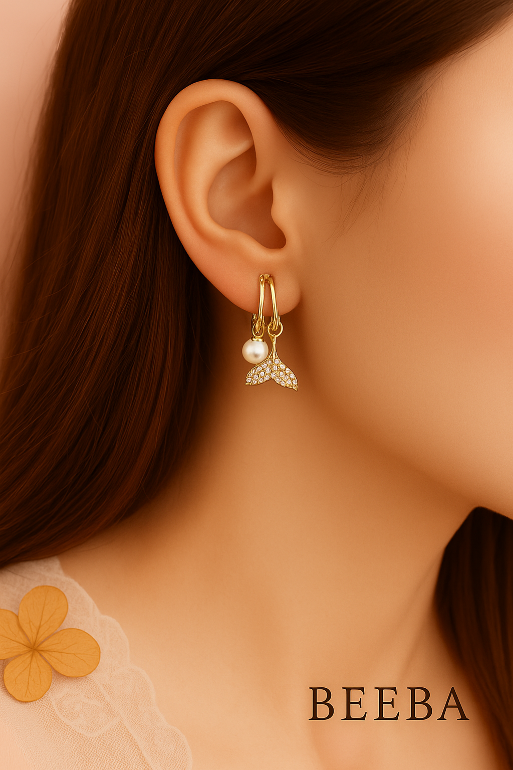 Ocean pearl drop earrings